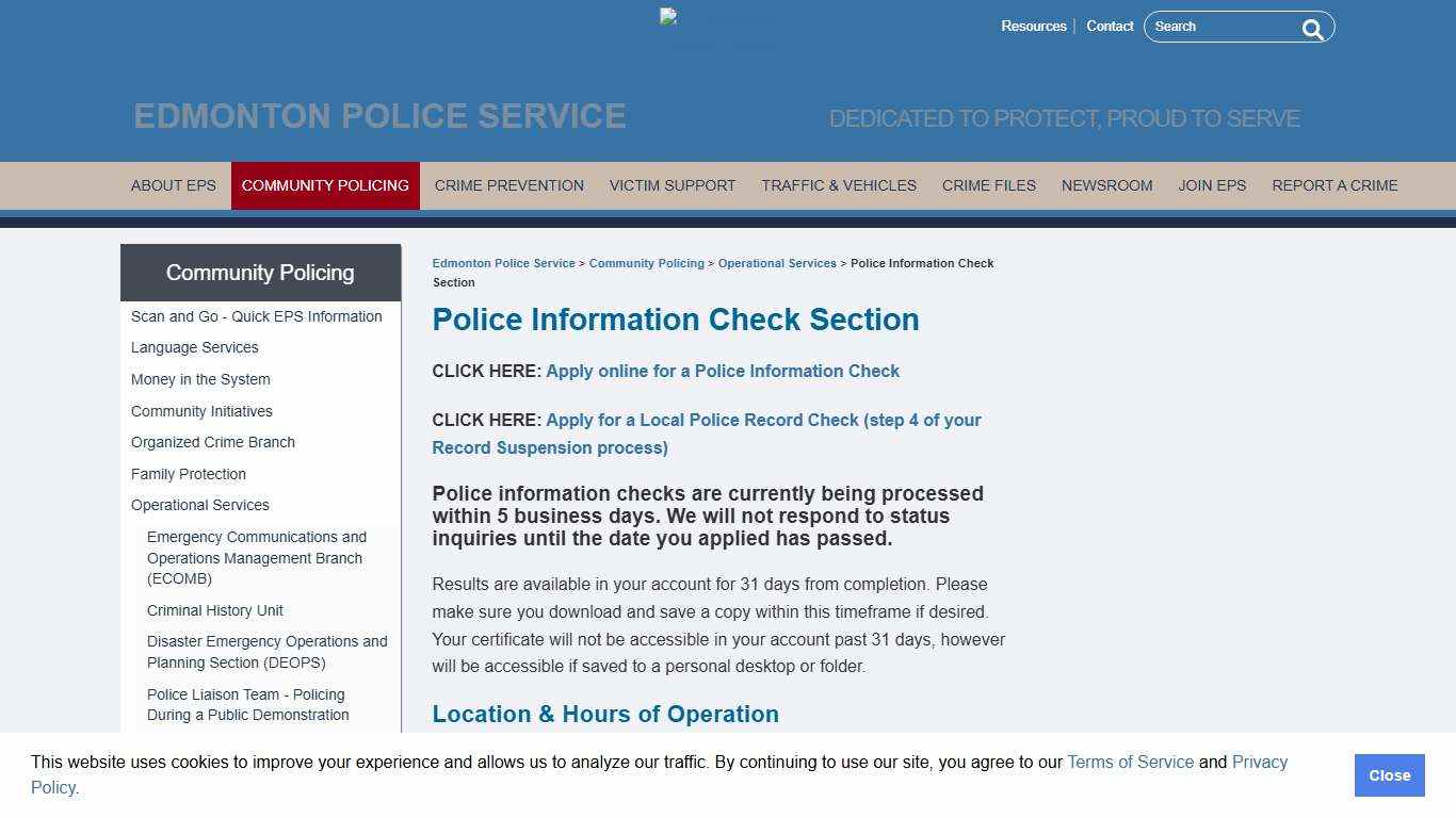 Police Information Check Section