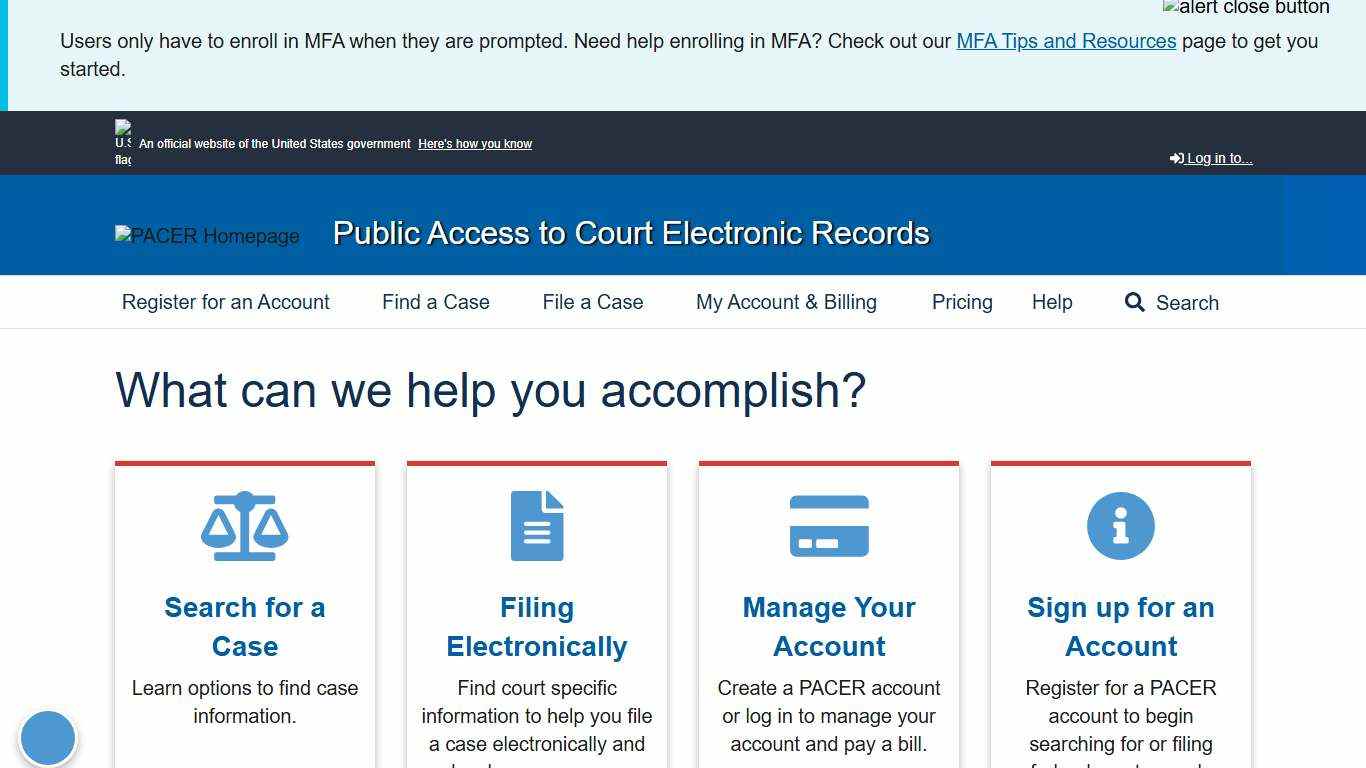 Public Access to Court Electronic Records PACER: Federal Court Records